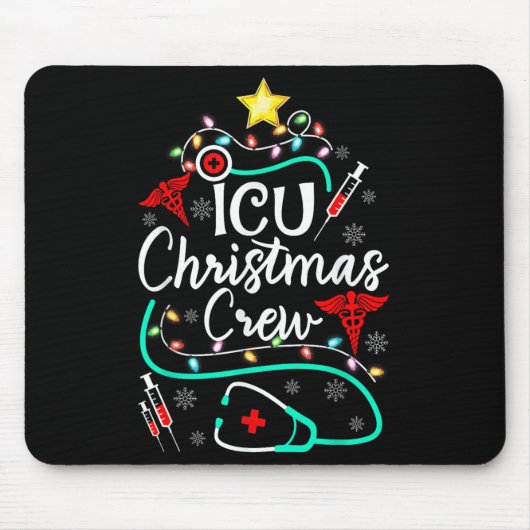 ICU看護師 クリスマスクルー ナース クリスマスツリー マウスパッド (正面)