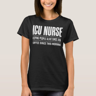 ICU看護師 命を守る コーヒー好き Tシャツ