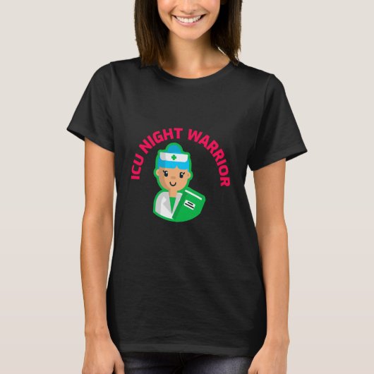 ICU看護師Tシャツ - ナイトウォーリア ICU看護師ギフト Tシャツ (正面)