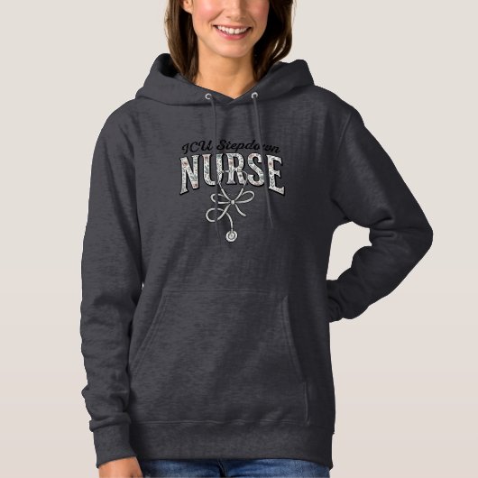 ICU ステップダウン看護師 アンティーク 花柄 ステトスコープ Tシャツ (正面)