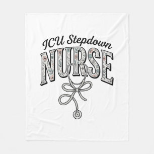 ICU ステップダウン看護師 アンティーク 花柄 ステトスコープ Tシャツ フリースブランケット