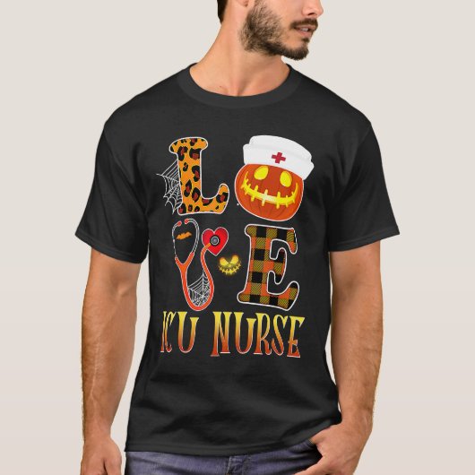ICU Nurse Love Halloween Costume Stethoscope Leopa Tシャツ (正面)
