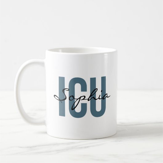 ICU Nurse Personalized Name Minimalist Typography コーヒーマグカップ (左)