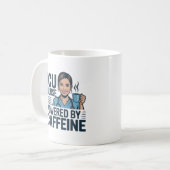 ICU Nurse Powered By Caffeine Funny Nurse Coffee M コーヒーマグカップ (正面左)
