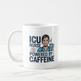 ICU Nurse Powered By Caffeine Funny Nurse Coffee M コーヒーマグカップ
