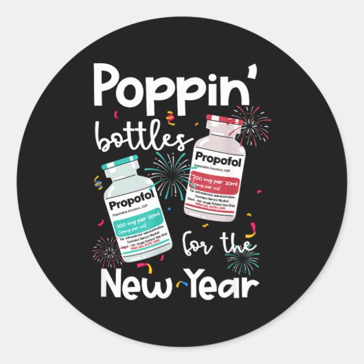 Icu Nurses New Year Eve Outfits Pn Bottles Cu Er N ラウンドシール (正面)