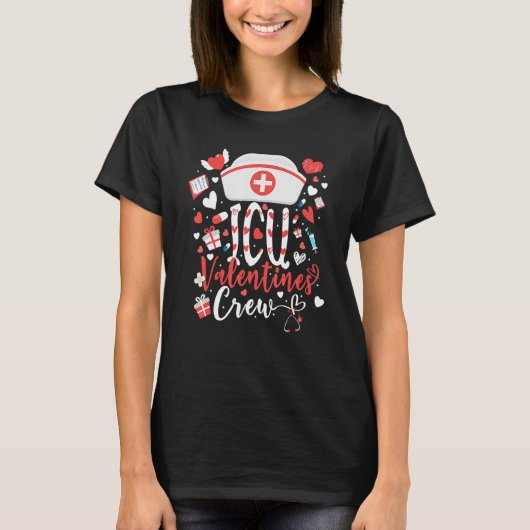 ICU Valentines Nurse Crew Family Group Nursing Lov Tシャツ (正面)
