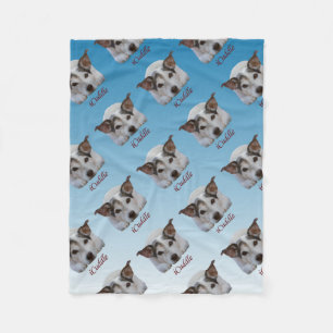 iCuddleのジャックかわいいラッセル犬 フリースブランケット