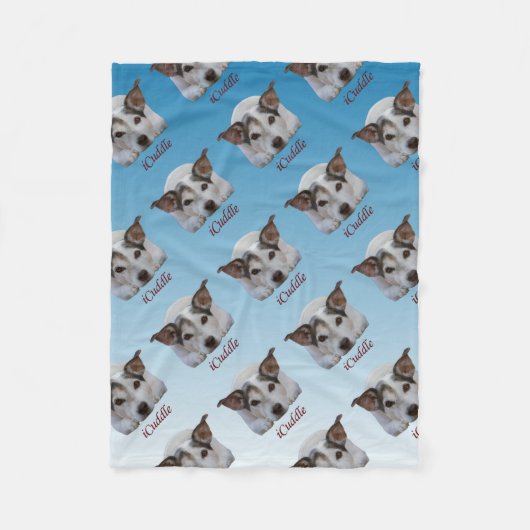 iCuddleのジャックかわいいラッセル犬 フリースブランケット (正面)