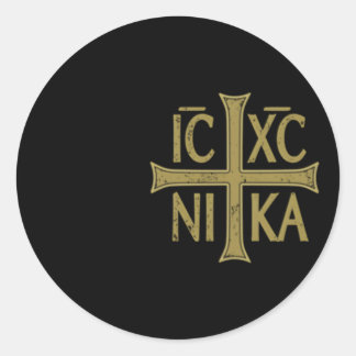 Icxc Nika Christogram Cross正統派キリスト教Dis ラウンドシール