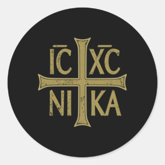 Icxc Nika Christogram Cross正統派キリスト教Dis ラウンドシール