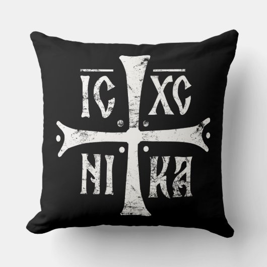 ICXCNIKA 十字架 オルソドックス 信仰 キリスト教 シンボル クッション (正面)