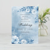 Icy Blue Bloom Enchantment Wedding 招待状 (スタンド正面)