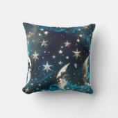 Icy Blue Celestial Moon Phases Pillow クッション (正面)