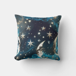 Icy Blue Celestial Moon Phases Pillow クッション