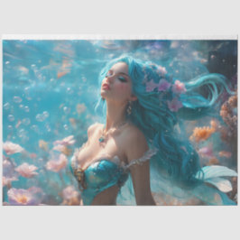 Icy Blue Elegant Mermaid Decoupage Paper v4 薄葉紙