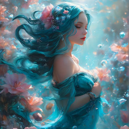 Icy Blue Elegant Mermaid Decoupage Paper v5 薄葉紙