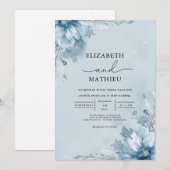 Icy Blue Floral Archway Wedding 招待状 (正面/裏面)