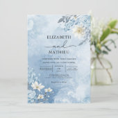Icy Blue Frost Bloom Wedding 招待状 (スタンド正面)