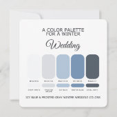 Icy Blue Frosted Gray Winter Wedding Palette Card 招待状 (裏面)