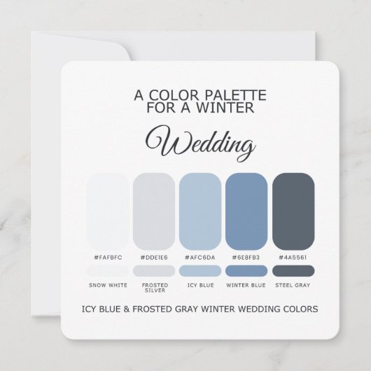 Icy Blue Frosted Gray Winter Wedding Palette Card 招待状 (正面)