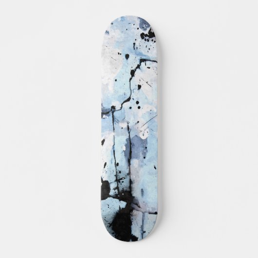 Icy Blue Grunge Crackle Abstract Skateboard スケートボード (正面)