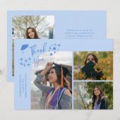 Icy Blue Hand Written Thank You Multi Photo 案内状 (正面/裏面)