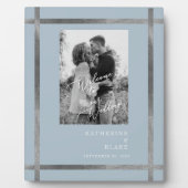 Icy Blue & Silverへようこそ結婚B/W写真 フォトプラーク (正面)