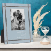 Icy Blue & Silverへようこそ結婚B/W写真 フォトプラーク (側面)