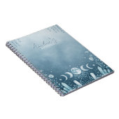 Icy Blue Silver Celestial Moon Phase Notebook  ノートブック (右側)