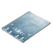 Icy Blue Silver Celestial Moon Phase Notebook  ノートブック (左側)