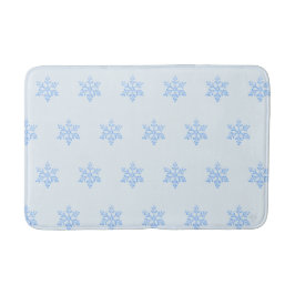 Icy Blue Snowflake Pattern Airbrush Style Art バスマット
