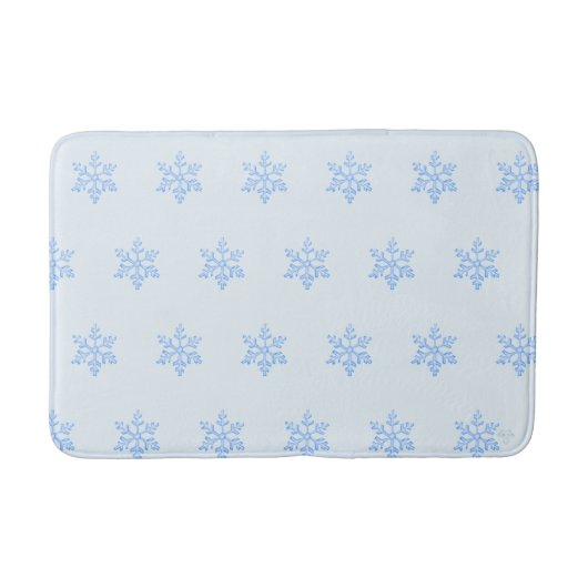 Icy Blue Snowflake Pattern Airbrush Style Art バスマット (正面)
