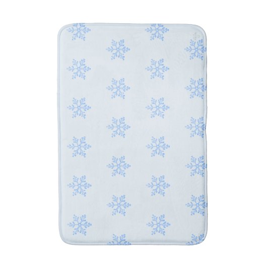 Icy Blue Snowflake Pattern Airbrush Style Art バスマット (正面縦)