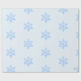 Icy Blue Snowflake Pattern on Pale Blue Background ラッピングペーパー