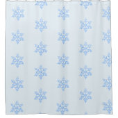 Icy Blue Snowflake Pattern Winter Design シャワーカーテン (正面)