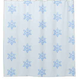Icy Blue Snowflake Pattern Winter Design シャワーカーテン
