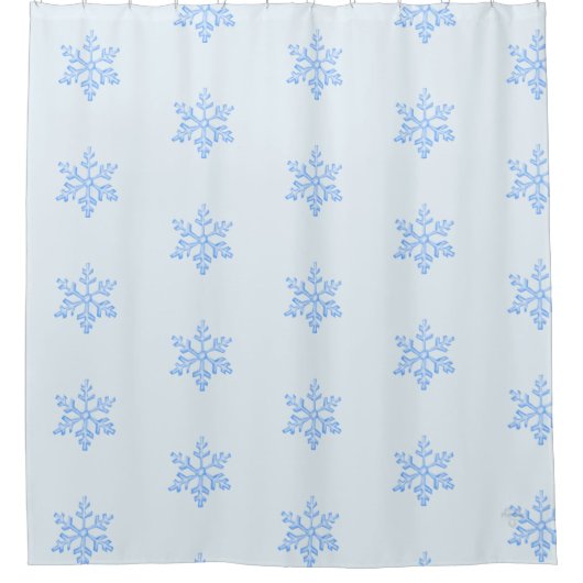 Icy Blue Snowflake Pattern Winter Design シャワーカーテン (正面)