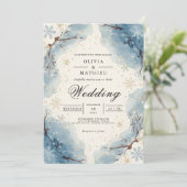 Icy Blue Snowflakes Winter Wedding 招待状 (スタンド正面)