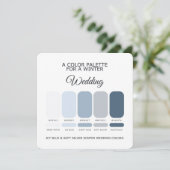 Icy Blue Soft Silver Winter Wedding Palette Card 招待状 (スタンド正面)