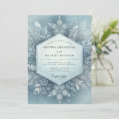 Icy Blue Winter Flora Wedding 招待状 (スタンド正面)