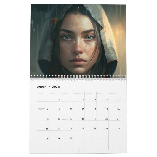 Icy Mountain View カレンダー (3月 2026)