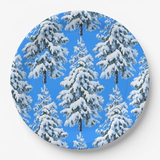 Icy Tree Dreams Snowy Forest ペーパープレート (正面)