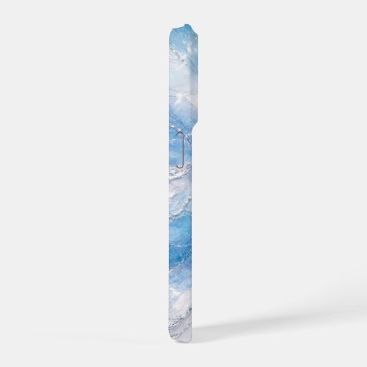 Icy Winter Wonderland Marble with Silver Veining iPhoneケース (右側面)