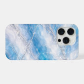 Icy Winter Wonderland Marble with Silver Veining iPhoneケース (裏面横)