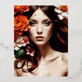 IDのフローラポートレートに関する問題がある 箔シーズンポストカード