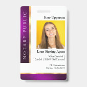 IDの紫および金ゴールドの公証人テンプレート バッジ (表面)