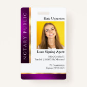 IDの紫および金ゴールドの公証人テンプレート バッジ (正面)