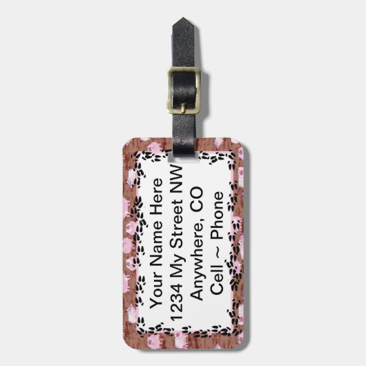 IDは~ピンクのPiggysに付けます ラゲッジタグ (正面縦)