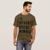 IDむしろレスキュー動物Tシャツブラックはっきりしたフォント Tシャツ (正面フル)